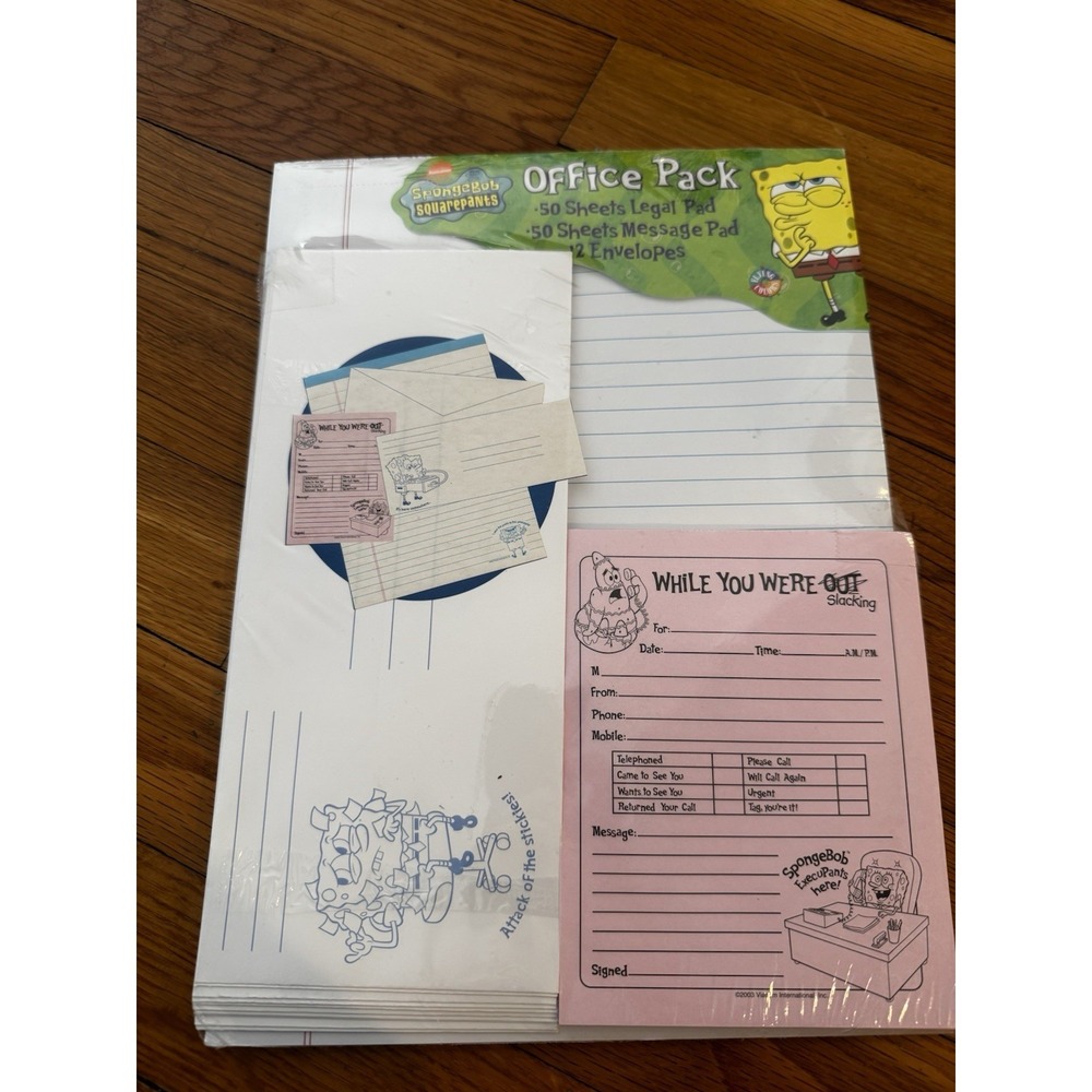 Vintage SpongeBob SquarePants Office Pack Set Legal pad Paper MORE Sealed 2004‎